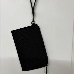 Black Geometric Patterned Wristlet